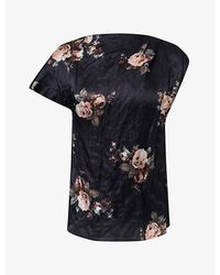 Erdem - Floral-Print Asymmetric Satin Top - Lyst