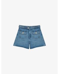 Maje - Braided-Waist Side-Pocket Denim Shorts - Lyst