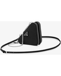 Prada - Triangle-shaped Mini Leather Cross-body Bag - Lyst