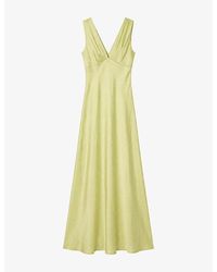 OMNES - Casey V-Neck Satin Maxi Dress - Lyst
