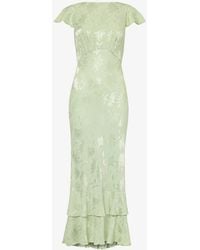 RIXO London - Liberty Floral-jacquard Layered-hem Woven Maxi Dress - Lyst