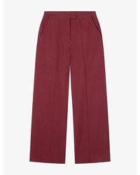 Whistles - Straight Regular-Fit Cotton And Linen-Blend Trousers - Lyst