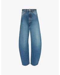 Alaïa - Round Five-Pockets Wide-Leg High-Rise Denim-Blend Jeans - Lyst