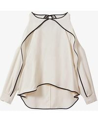 Reiss - Daria Cold-shoulder Cut-out Stretch-woven Blouse - Lyst