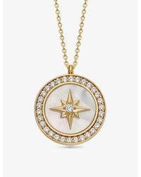 Astley Clarke - Polaris Large 18Ct-Plated Vermeil Sterling- Sapphire And Mother Of Pearl Locket - Lyst