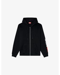 DIESEL - Boxt-Zip-Hood-Div Branded Cotton-Jersey Hoody - Lyst