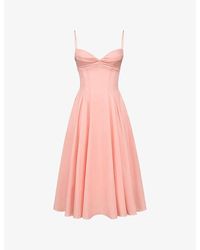 House Of Cb - Dahlia Sweetheart-Neck Stretch-Cotton Midi Sundress Xs (A-C Cup) - Lyst