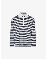 Thom Browne - Rugby Striped Relaxed-fit Stretch-linen Polo Shirt - Lyst