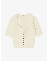 Sandro - Sweetheart-neck Cropped Stretch-woven Cardigan - Lyst