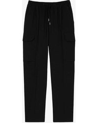 Sandro - Patch-pocket Elasticated-waist Stretch-wool Cargo Trousers Xx - Lyst