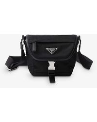 Prada - Re-nylon Brand-plaque Leather And Recycled-nylon Shoulder Bag - Lyst