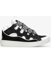 Lanvin - Curb Leather, Suede And Mesh Low-top Trainers - Lyst