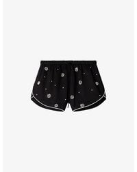 Sandro - Elasticated-Waist Beaded Woven Shorts - Lyst