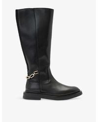 AllSaints - Escher Chain Flat Knee-High Boots - Lyst