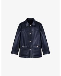 Maje - Reversible Faux-Leather And Bouclé Jacket - Lyst