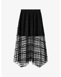 AllSaints - Celia Lace-Trim Mesh Midi Skirt - Lyst