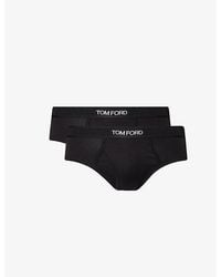 Tom Ford - Mid-Rise Branded Pack Of Two Stretch-Cotton Briefs - Lyst