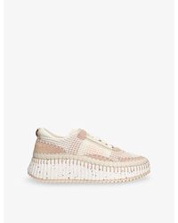Chloé - Nama Mesh And Suede Low-Top Trainers - Lyst