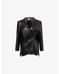 KHAITE - Palto Asymmetric Leather Jacket - Lyst