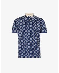 Gucci - Striped-collar Monogram-embroidered Regular-fit Stretch-cotton Piqué Polo Shirt - Lyst