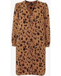 Whistles - Leopard-print V-neck Woven Mini Dress - Lyst