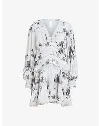 AllSaints - Zora Floral-Print Woven Mini Dress - Lyst