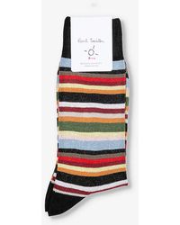 Paul Smith - New Signature Stripe-pattern Stretch-organic-cotton Blend Socks - Lyst