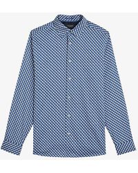 Ted Baker - Border Geo-print Regular-fit Stretch-cotton Shirt - Lyst