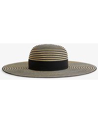 Reiss - Emilia Wide-brim Striped Raffia Hat - Lyst