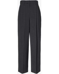 Theory - Pleated Straight-leg High-rise Wool-blend Trousers - Lyst
