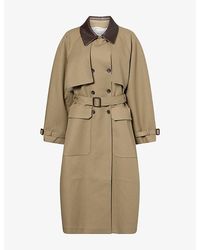 Nackiyé - Leather-Collar Cotton Trench Jacket - Lyst