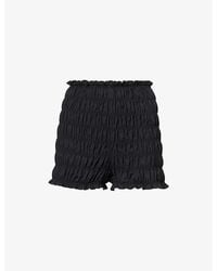 Amy Lynn - Shirred High-Rise Stretch-Woven Shorts - Lyst