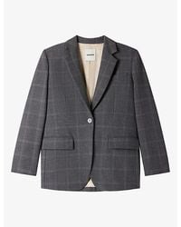 Sandro - Checked Lapel-Collar Stretch Wool-Blend Jacket - Lyst