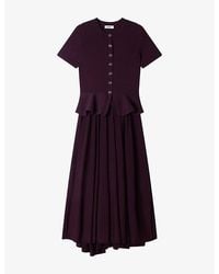 Sandro - Peplum Short-Sleeved Knitted Maxi Dress - Lyst