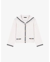 Maje - Boat Neck Cable-Knit Wool Cardigan - Lyst