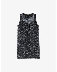 Maje - Floral Bead-Embellished Woven Mini Dress - Lyst