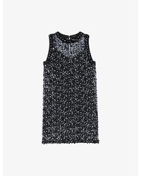 Maje - Floral Bead-Embellished Woven Mini Dress - Lyst
