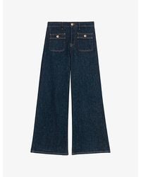 Maje - Patch-Pocket Straight-Leg Stretch-Denim Jeans - Lyst