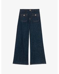 Maje - Patch-Pocket Straight-Leg Stretch-Denim Jeans - Lyst