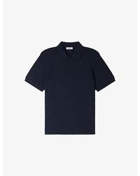 Sandro - Grid-Pattern Short-Sleeved Cotton Polo Shirt - Lyst