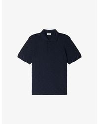 Sandro - Grid-Pattern Short-Sleeved Cotton Polo Shirt - Lyst
