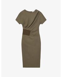 Reiss - Etta Ribbed-Panel Stretch-Jersey Midi Dress - Lyst