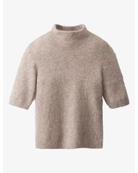 The White Company - High-Neck Knitted Wool-Blend T-Shirt - Lyst