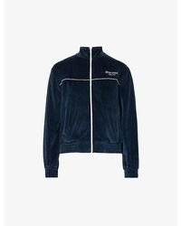 Sporty & Rich - Vy Logo-embroidered High-neck Velour Jacket - Lyst