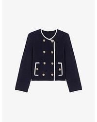 Maje - Structured Contrast-Trim Wool-Blend Jacket - Lyst
