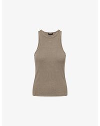 Anine Bing - Cole Logo-Embroidered Rib-Knit Tank Top - Lyst
