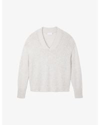 The White Company - Chunky V-Neck Wool-Blend Knitted Jumper - Lyst