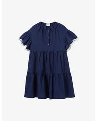 Claudie Pierlot - Wavy-Trim Button-Down Stretch Linen-Blend Mini Dress - Lyst