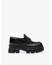 Prada - Monolith Logo-Plaque Leather Loafers - Lyst