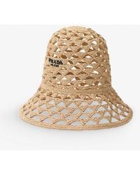 Prada - Brand-embroidered Cut-out Woven Bucket Hat - Lyst